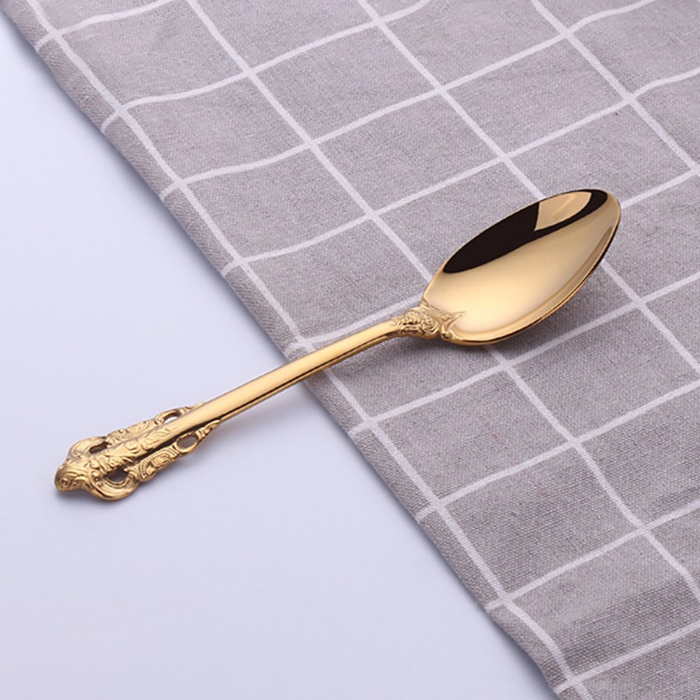1 pçs conjunto de talheres de ouro luxo vintage ocidental talheres aço inoxidáve