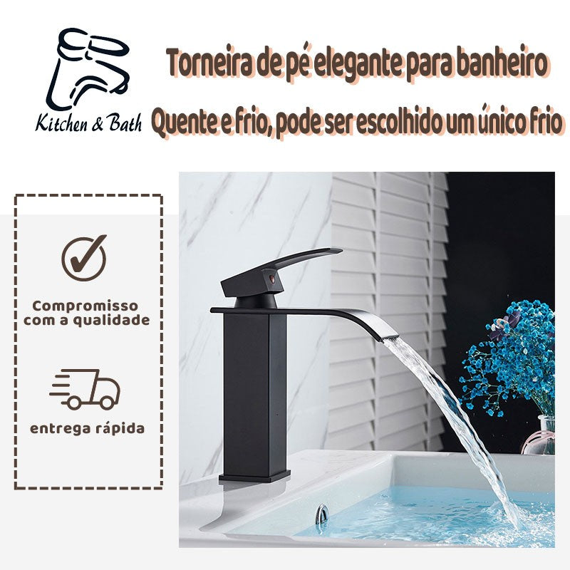 Torneira de Cozinha Moderna Cascata Bico Curvo Dourado Envio Rápido São Paulo