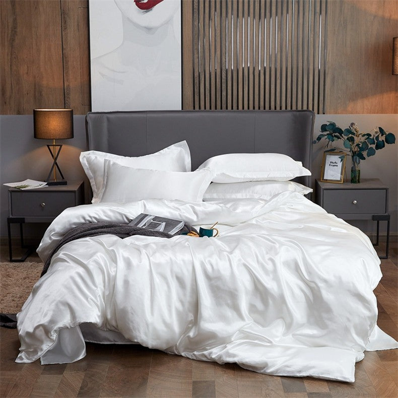 Conjunto de cama cor sólida luxo kit cama rayon cetim conjunto capa edredão gême