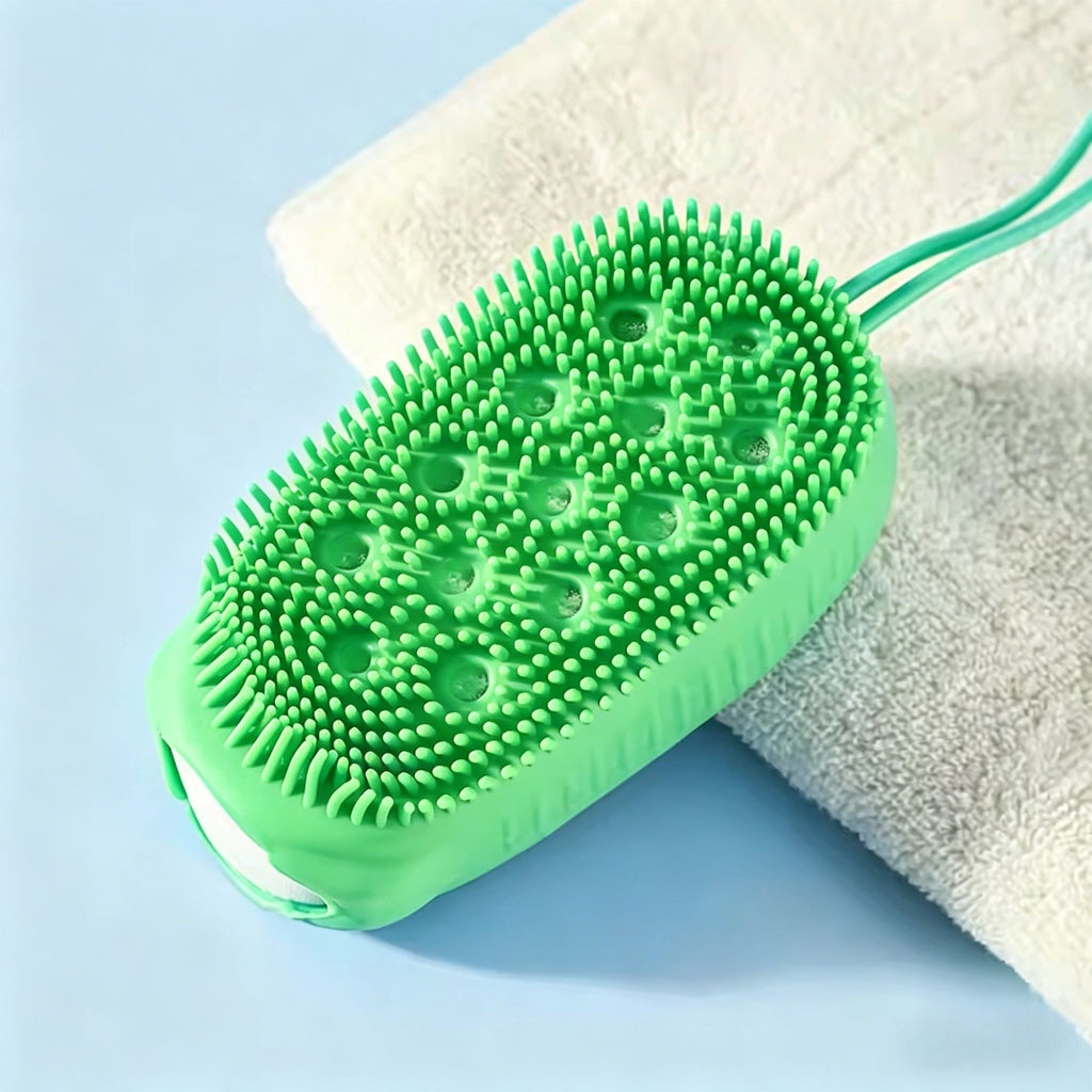 Escova de Silicone Dupla Face para Esfoliação, Massageador Corporal Macio para B