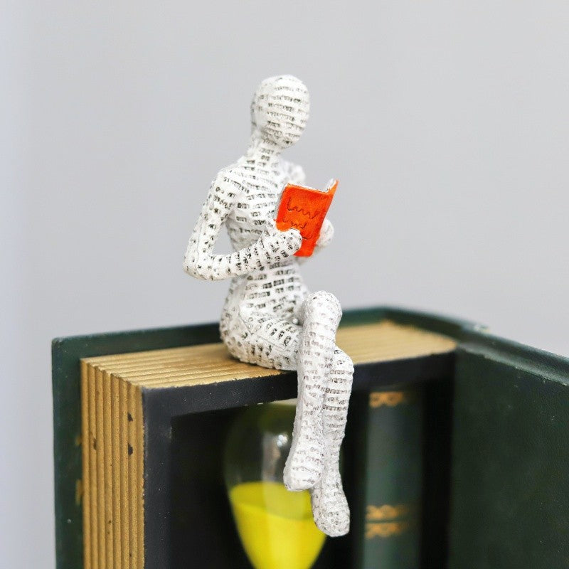 1pc, polpa de papel de leitura mulher pensador estátua decoração, arte criativa