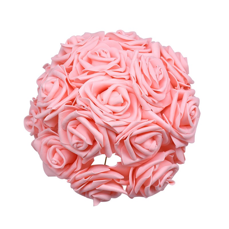 24 pçs 7cm branco rosa artificial pe espuma rosa flor decoração de casamento buq