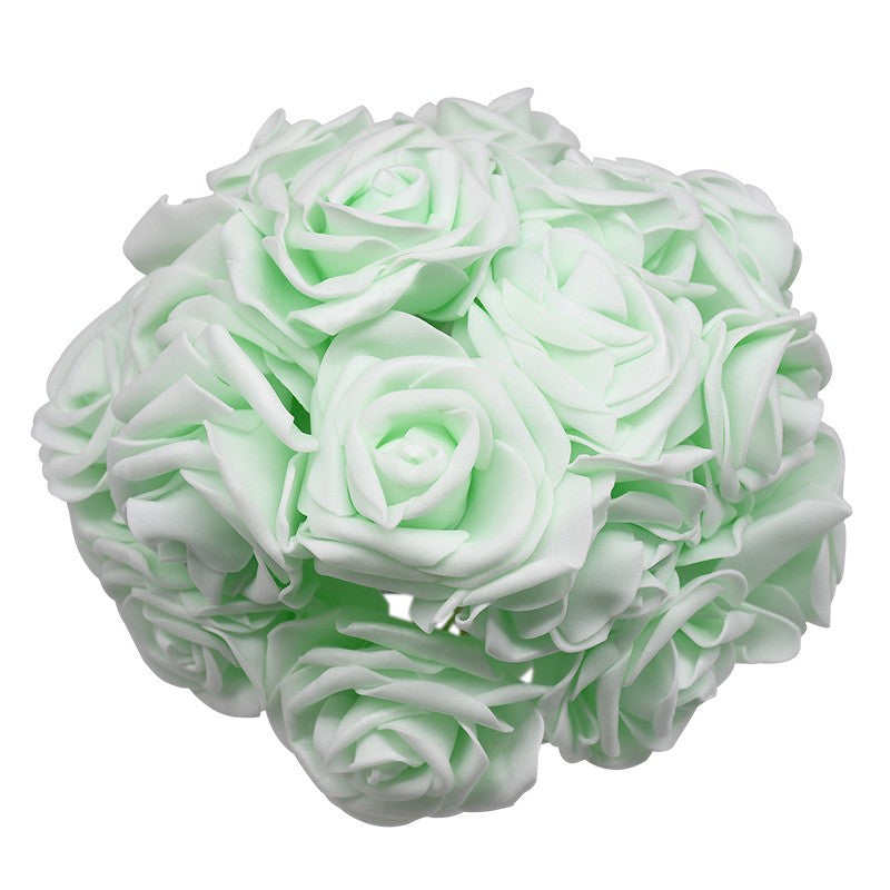 24 pçs 7cm branco rosa artificial pe espuma rosa flor decoração de casamento buq