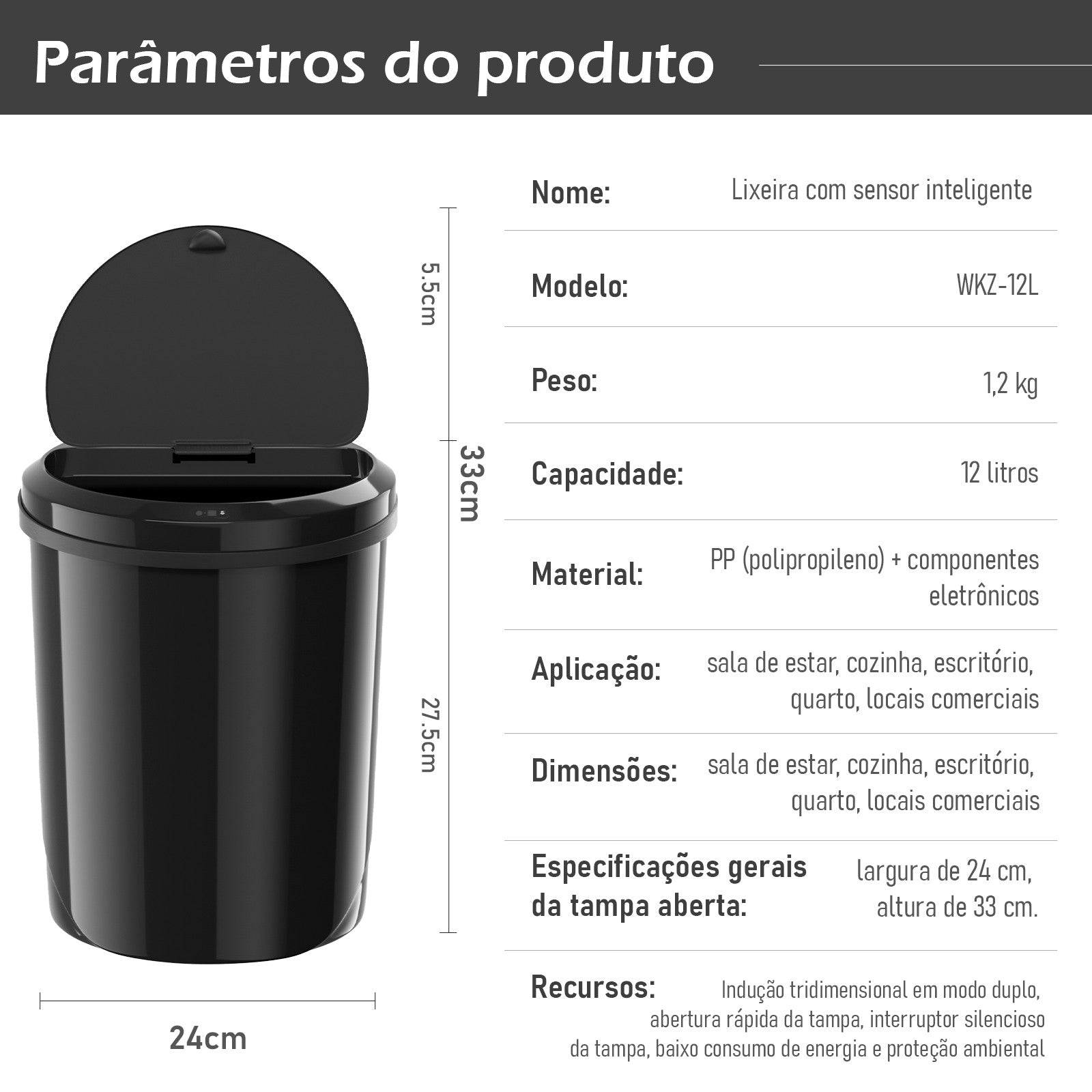 lixeira inteligente,lixeira sensor automático,lixeira banheiro,lixeira inteligen