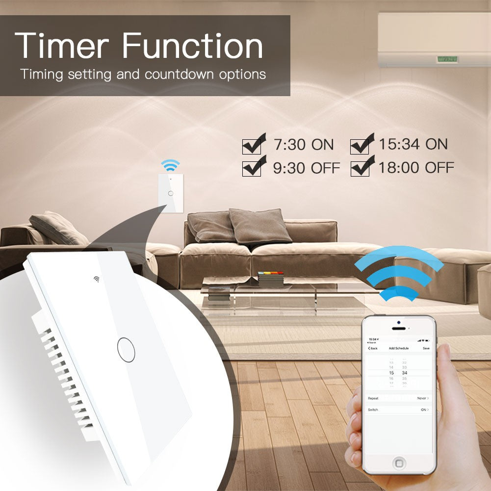 Novo interruptor de luz inteligente wi-fi rf433 sem fio neutro único fogo vida i