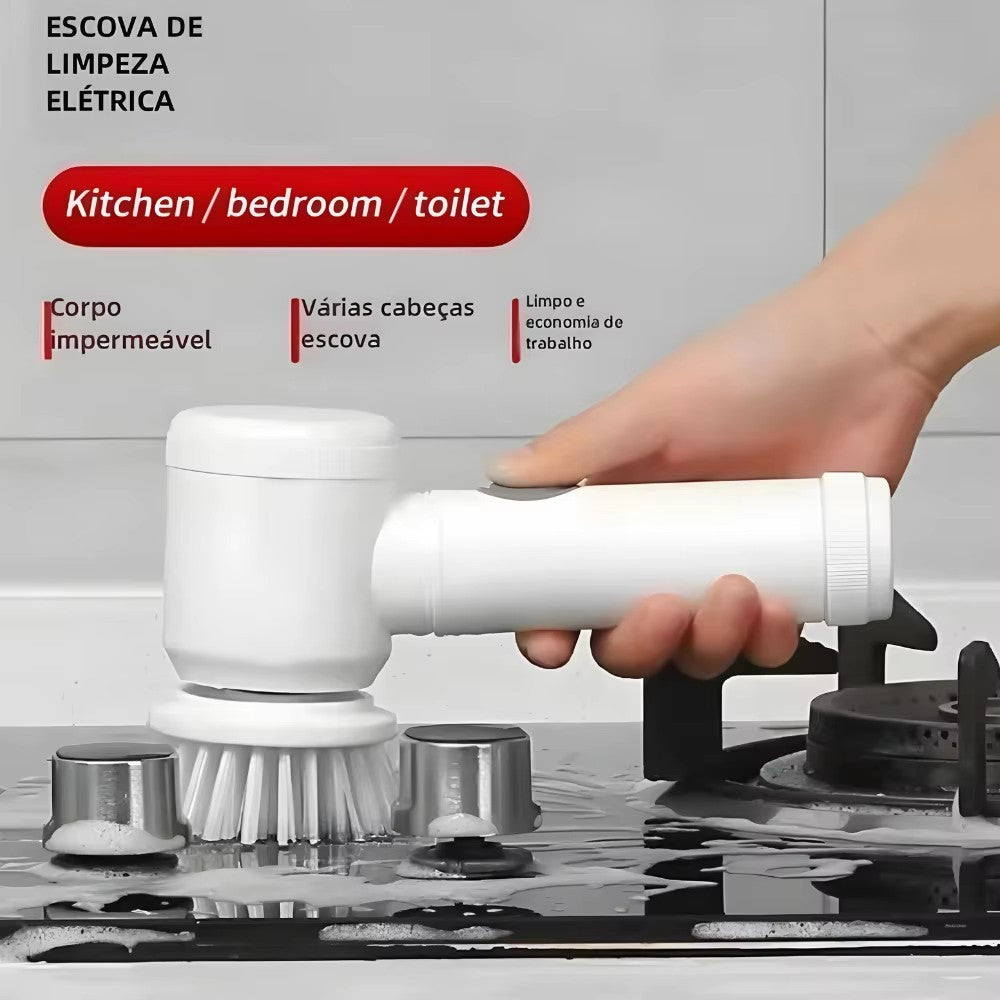 Escova Elétrica de Limpeza Sem Fio 5 em 1 Limpador Para Cozinha e Banheiro Multi