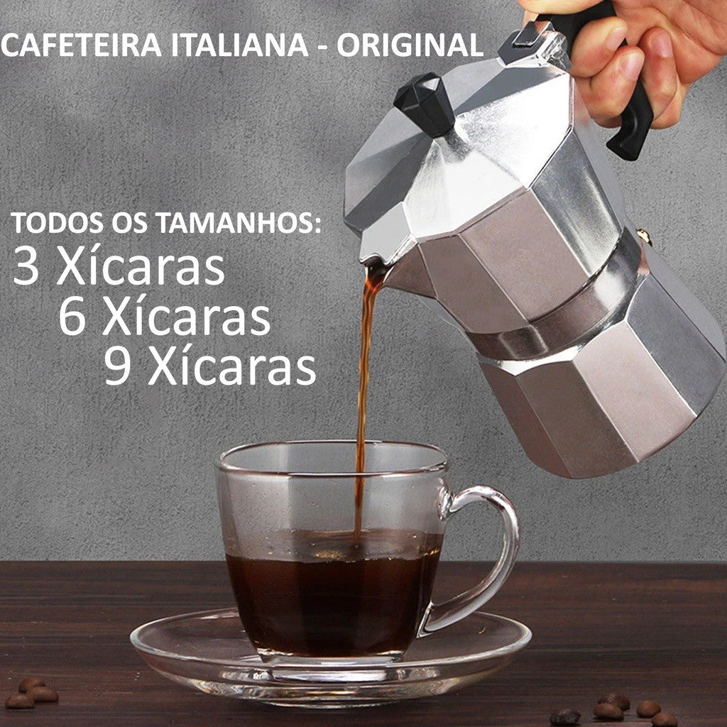 Cafeteira Italiana em Alumínio com Capacidade 3/ 6 / 9/ 12 Xícaras Casitá