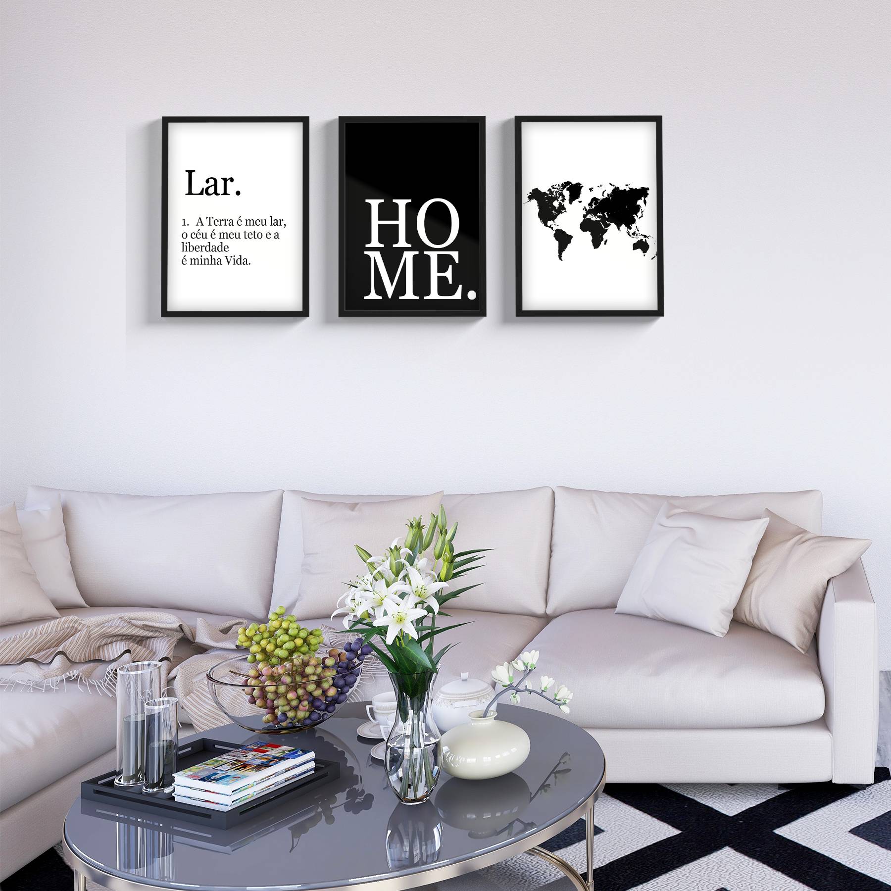 Quadro Decorativo Frase Moldura Vidro Sala Quarto Mapa Mundi