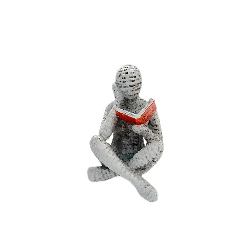 1pc, polpa de papel de leitura mulher pensador estátua decoração, arte criativa