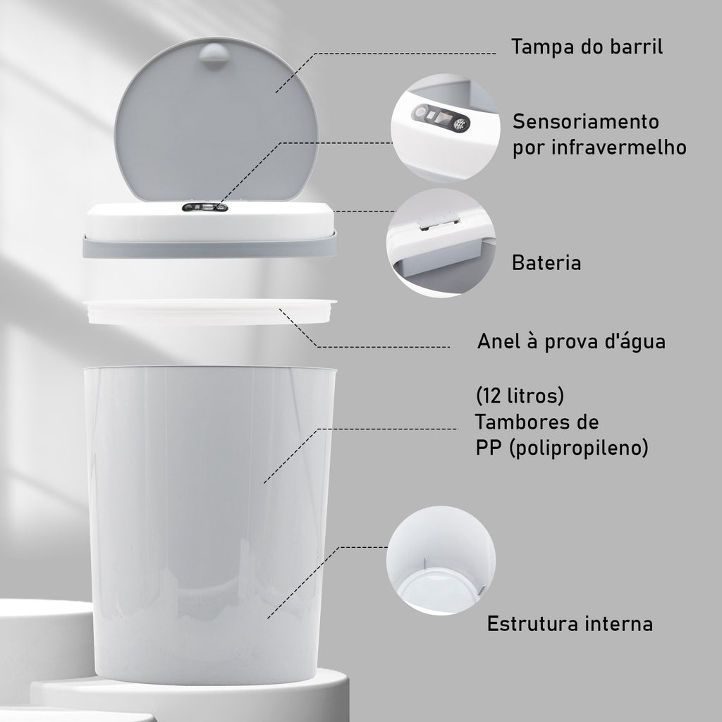 lixeira inteligente,lixeira sensor automático,lixeira banheiro,lixeira inteligen