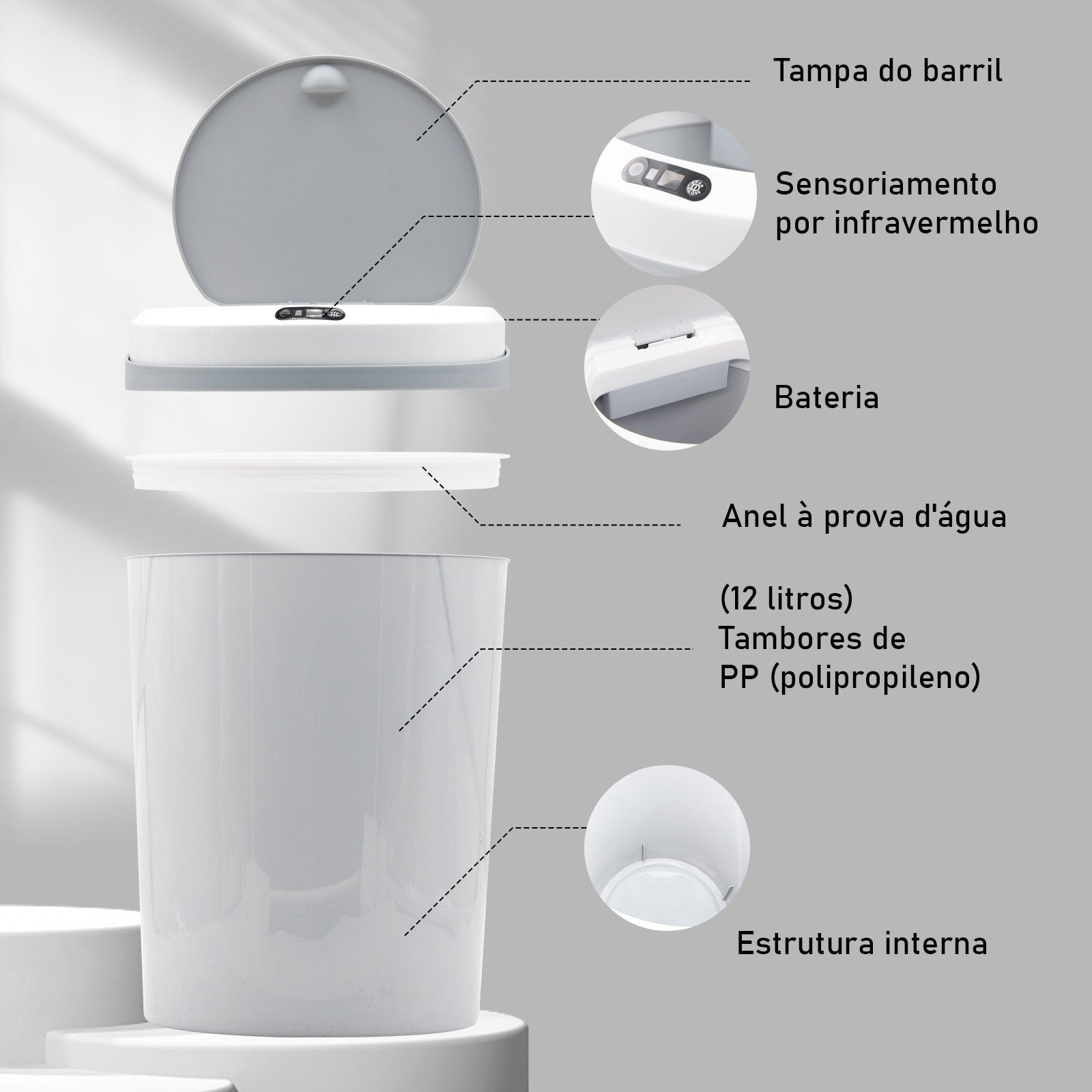 lixeira inteligente,lixeira sensor automático,lixeira banheiro,lixeira inteligen