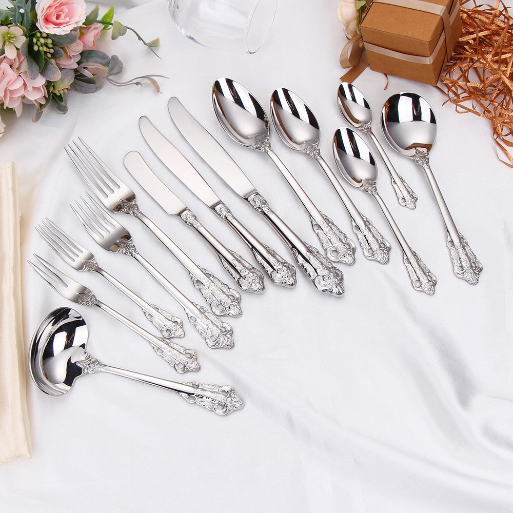 1 pçs conjunto de talheres de ouro luxo vintage ocidental talheres aço inoxidáve