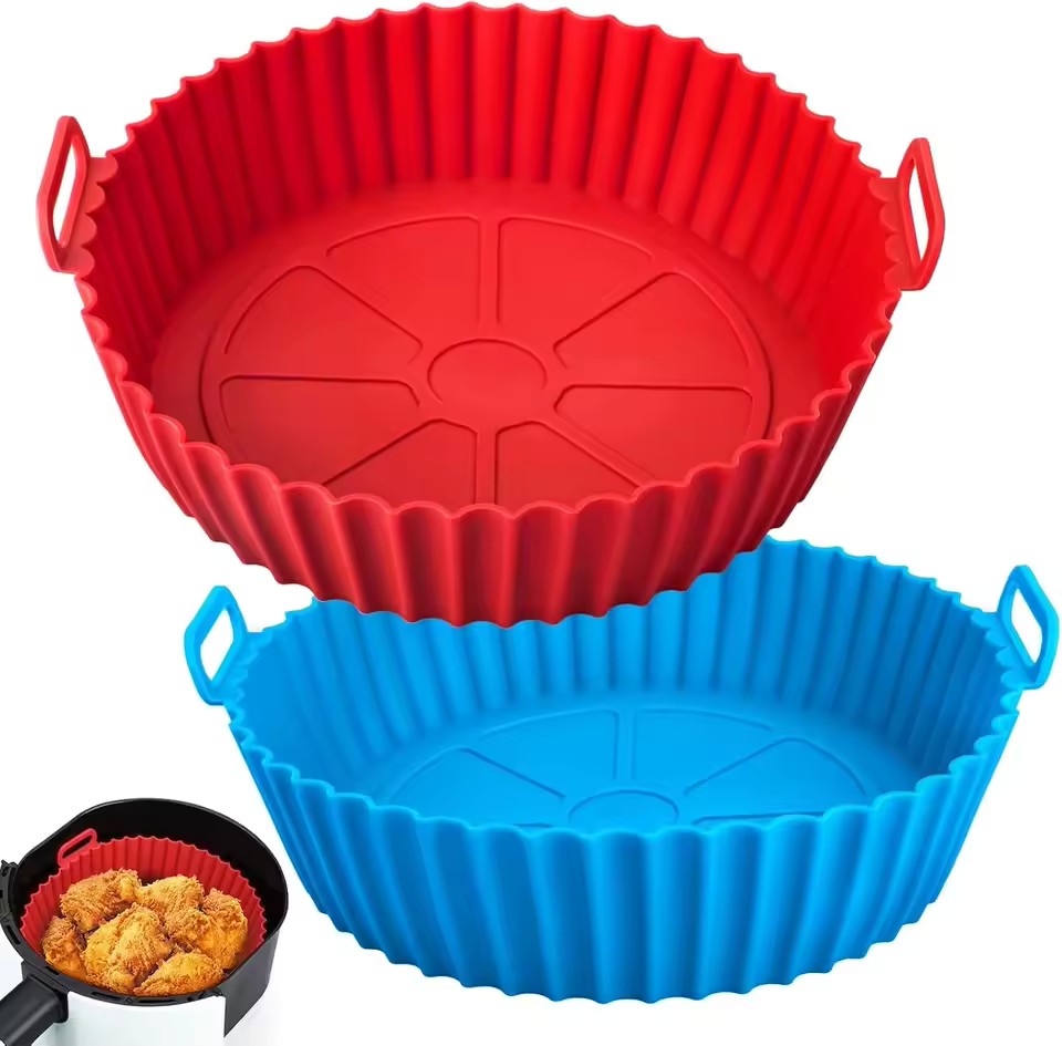 Cesto de Silicone Reutilizável para Airfryer, Bandeja de Silicone para Assar, Mo