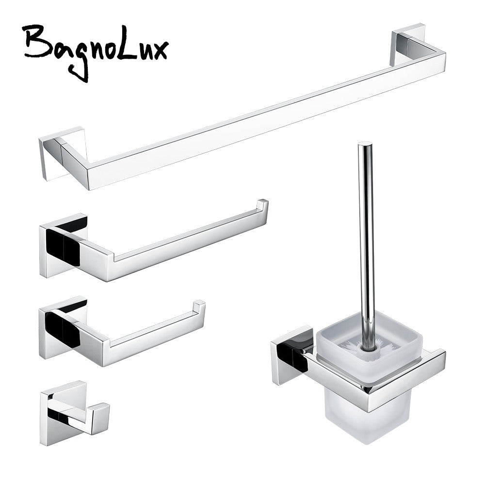 Polido chrome wall-mounted aço inoxidável roupas gancho suporte de papel higiêni