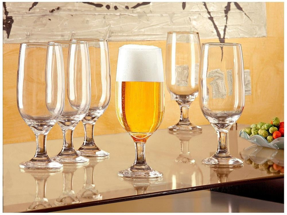 Jogo de Taças de Vidro para Cerveja 6 Peças 300ml Nadir Floripa