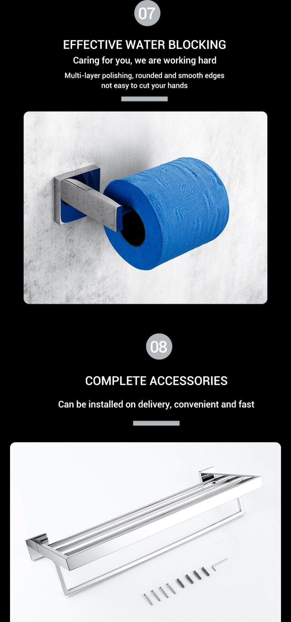 Polido chrome wall-mounted aço inoxidável roupas gancho suporte de papel higiêni