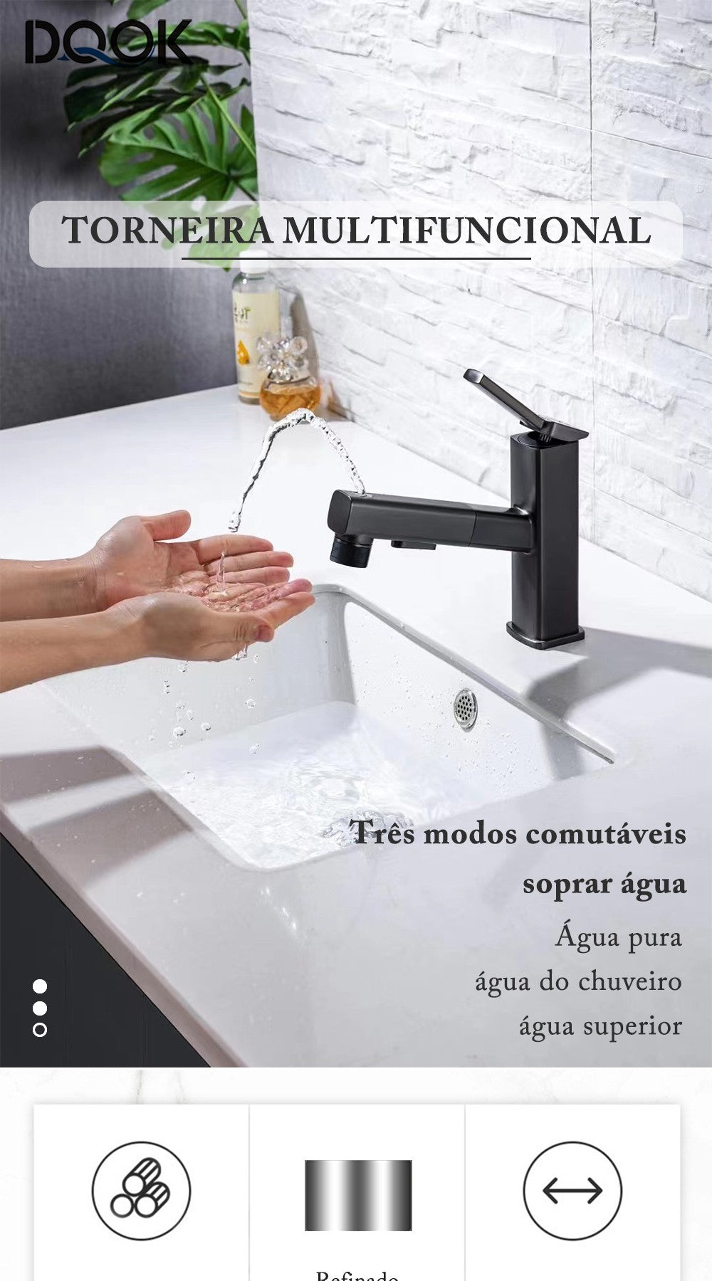 DQOK-torneira da bacia do banheiro pull-out, torneiras modernas do lavatório, to