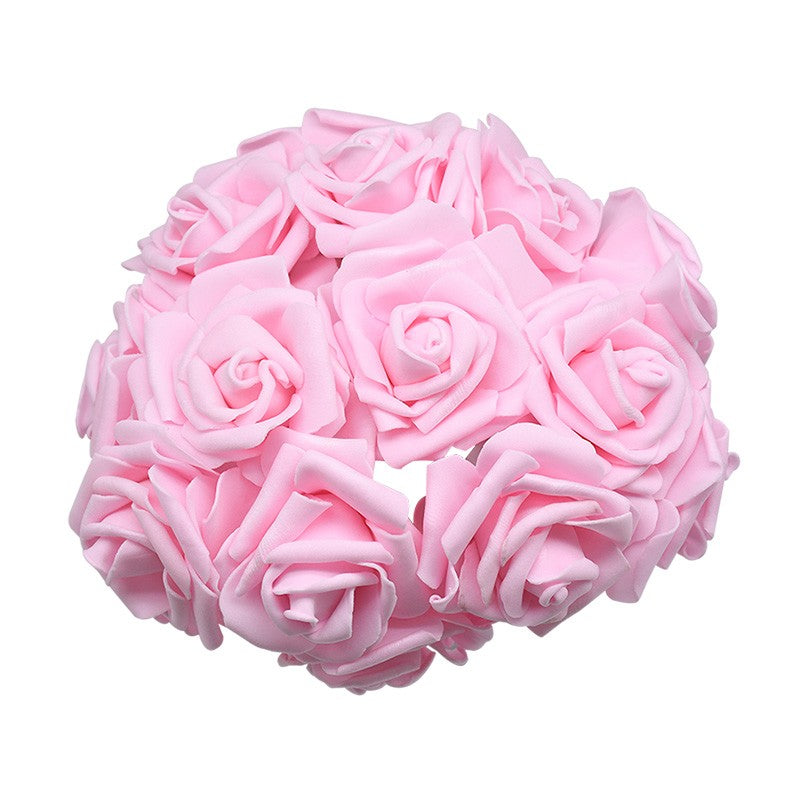 24 pçs 7cm branco rosa artificial pe espuma rosa flor decoração de casamento buq