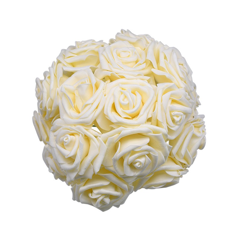 24 pçs 7cm branco rosa artificial pe espuma rosa flor decoração de casamento buq