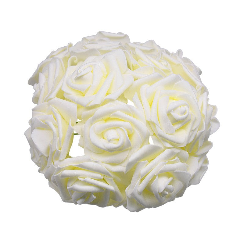 24 pçs 7cm branco rosa artificial pe espuma rosa flor decoração de casamento buq