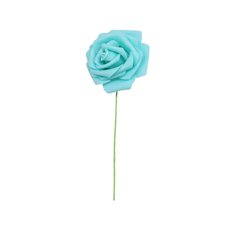 24 pçs 7cm branco rosa artificial pe espuma rosa flor decoração de casamento buq