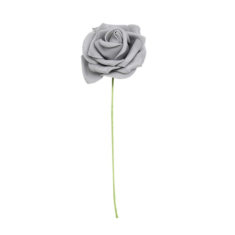 24 pçs 7cm branco rosa artificial pe espuma rosa flor decoração de casamento buq