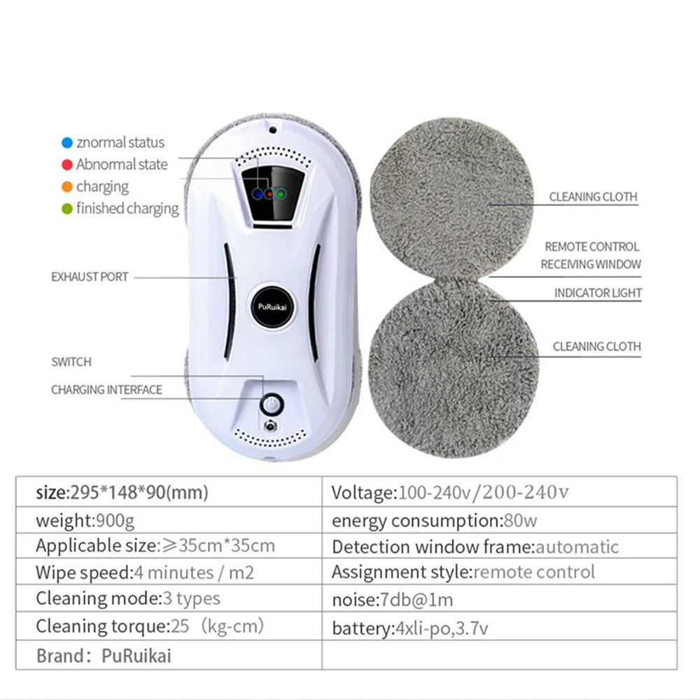 Robô aspirador ultrafino para limpeza de janelas, limpador de vidros elétrico co