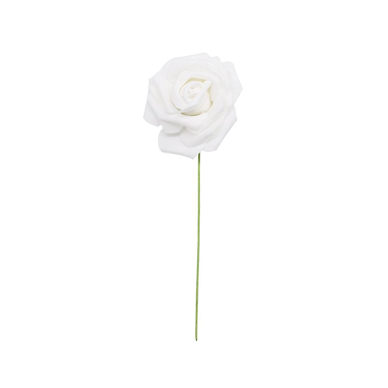 24 pçs 7cm branco rosa artificial pe espuma rosa flor decoração de casamento buq