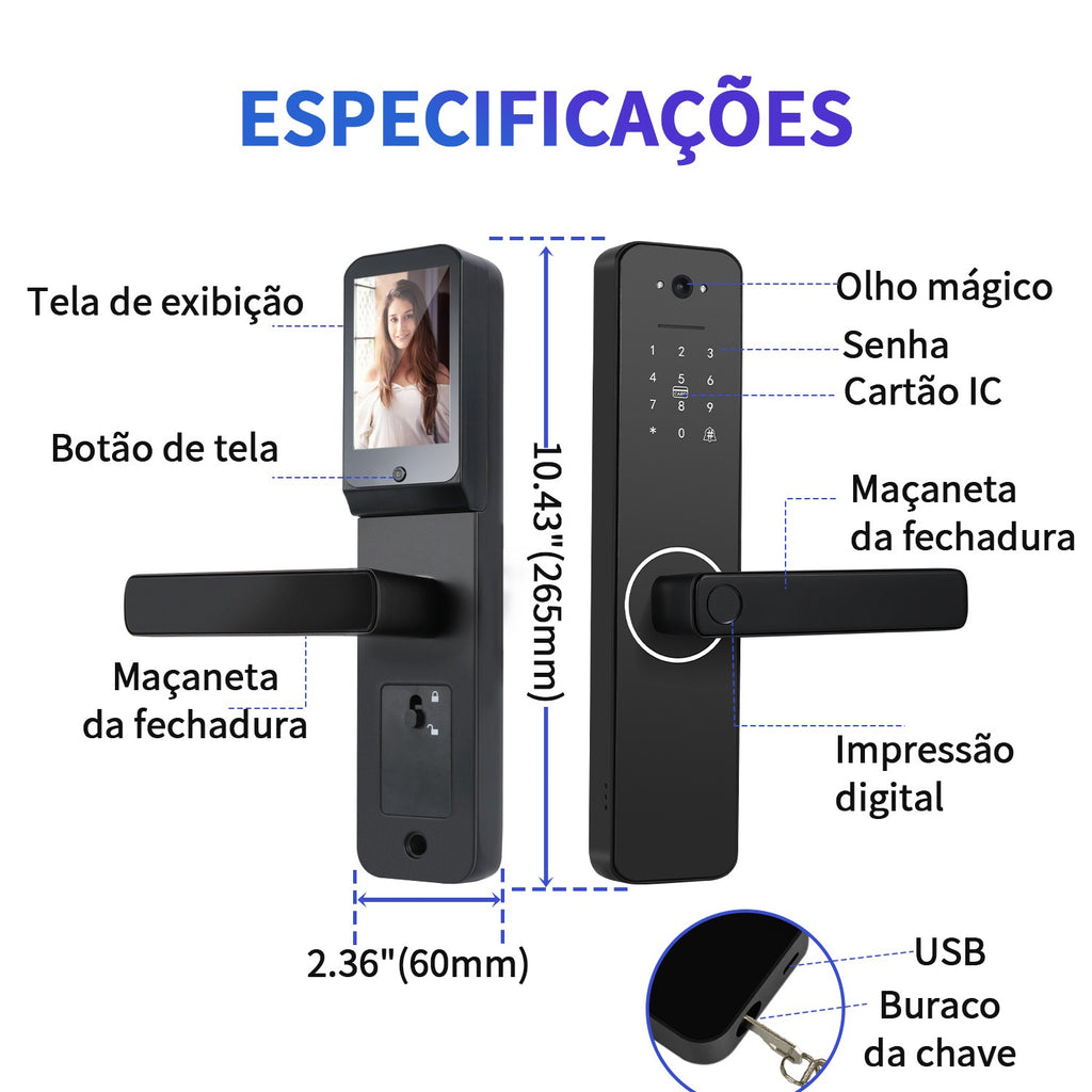 Faça Brasil Tuya Wifi fechadura eletrônica digital com câmera brasil frete gráti