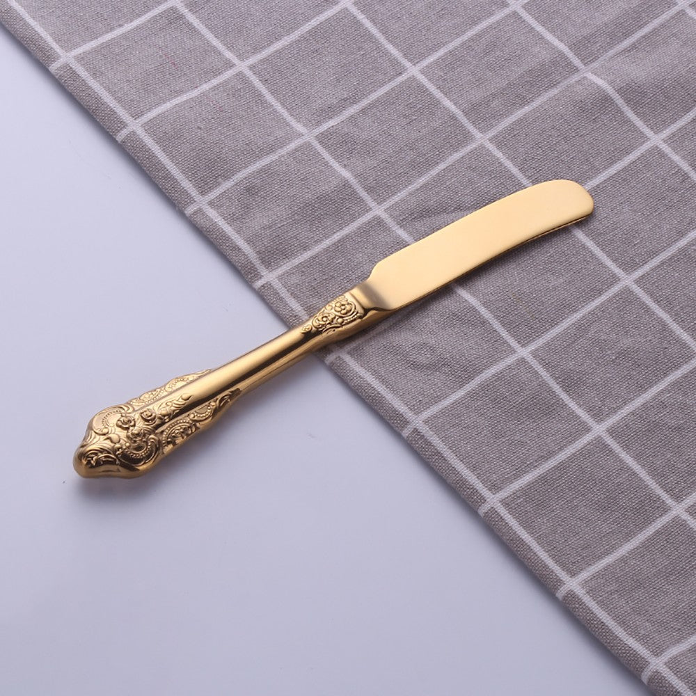 1 pçs conjunto de talheres de ouro luxo vintage ocidental talheres aço inoxidáve