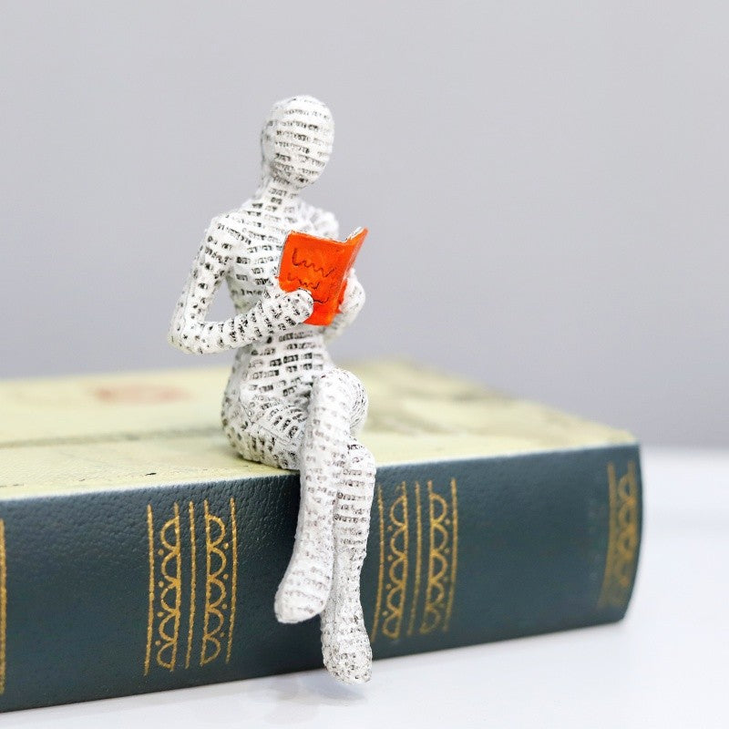 1pc, polpa de papel de leitura mulher pensador estátua decoração, arte criativa