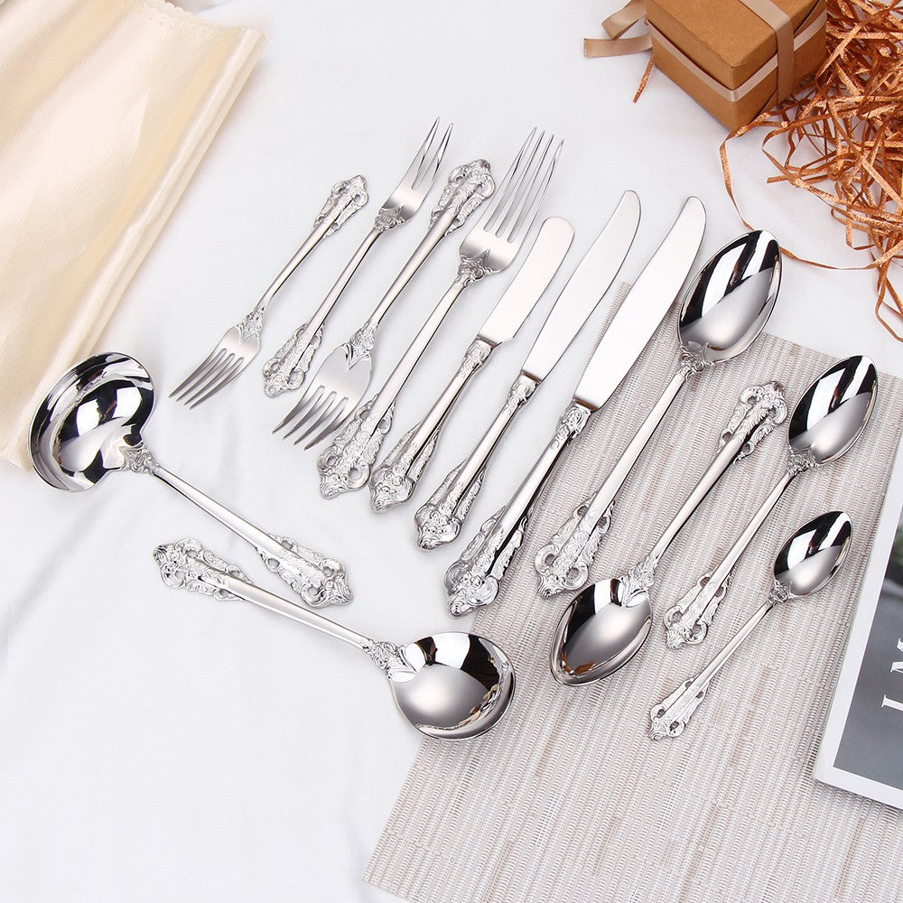 1 pçs conjunto de talheres de ouro luxo vintage ocidental talheres aço inoxidáve