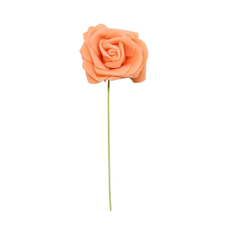 24 pçs 7cm branco rosa artificial pe espuma rosa flor decoração de casamento buq