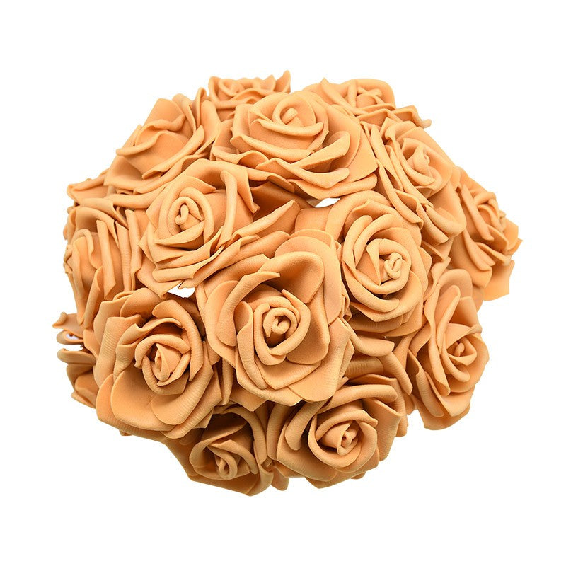 24 pçs 7cm branco rosa artificial pe espuma rosa flor decoração de casamento buq