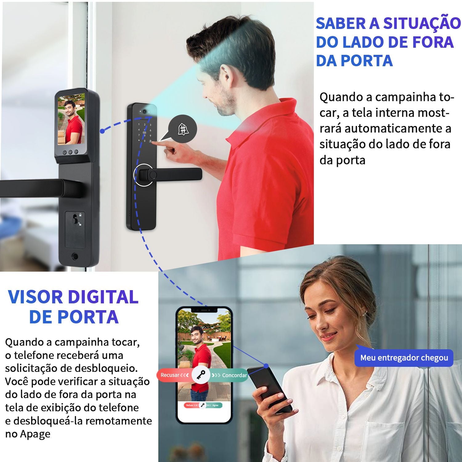 Faça Brasil Tuya Wifi fechadura eletrônica digital com câmera brasil frete gráti