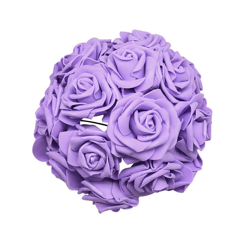 24 pçs 7cm branco rosa artificial pe espuma rosa flor decoração de casamento buq