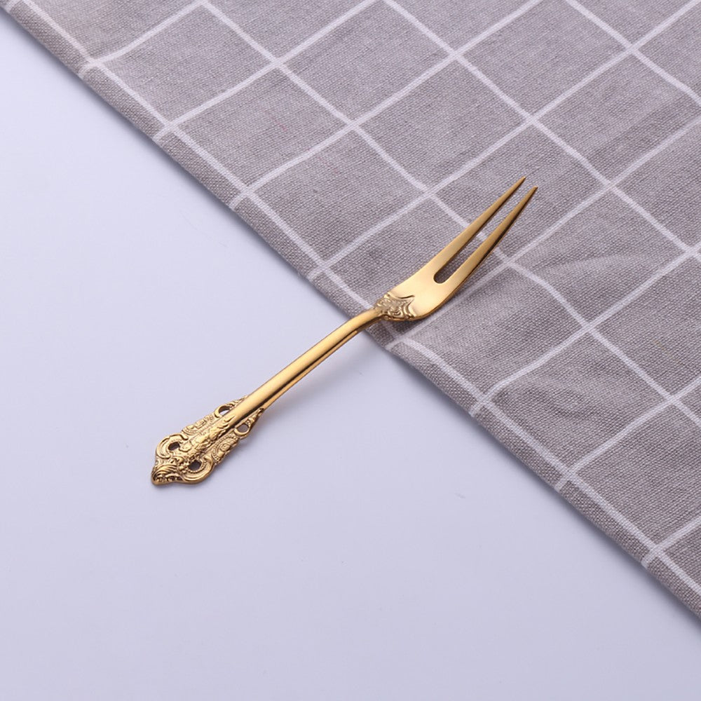 1 pçs conjunto de talheres de ouro luxo vintage ocidental talheres aço inoxidáve