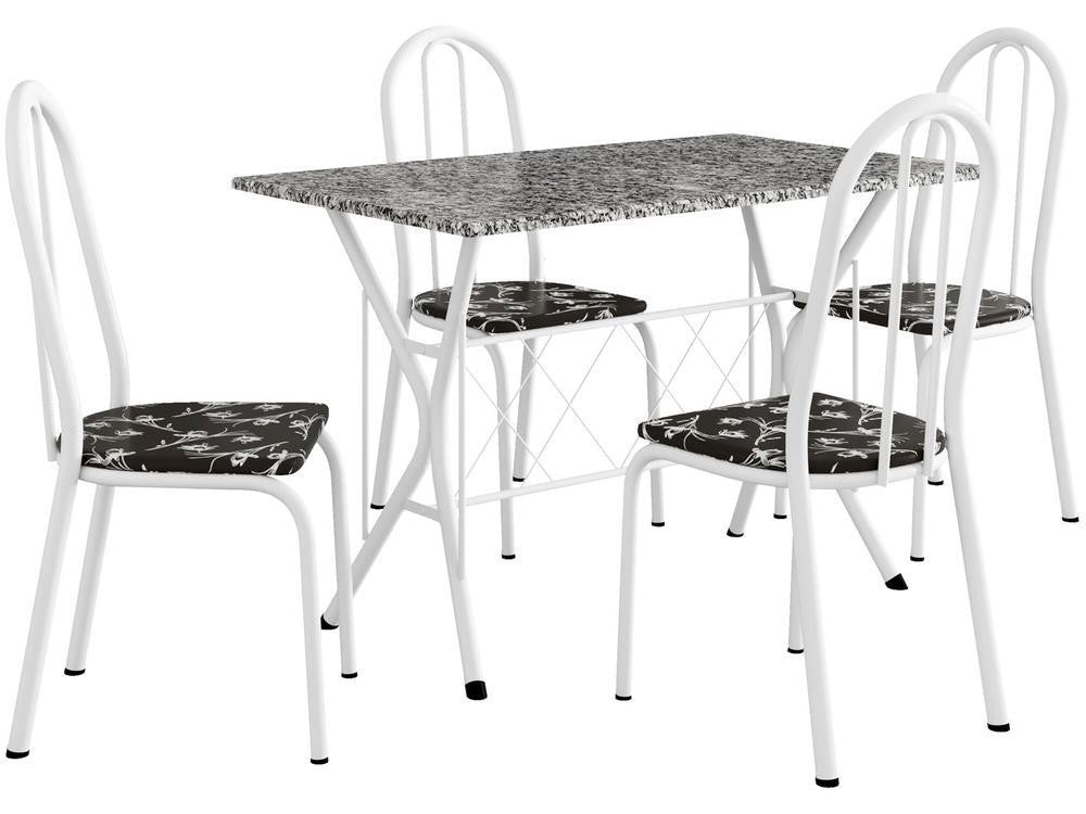 Mesa de Jantar 4 Cadeiras Retangular Branca Artefamol Ravena