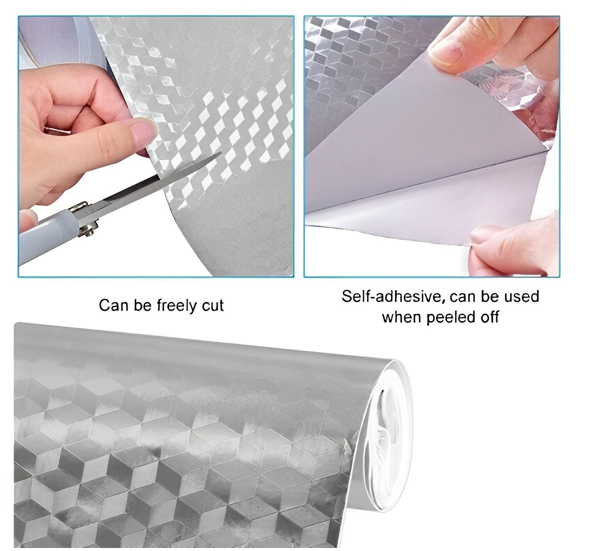 Papel de parede 3D de alumínio adesivo impermeável anti óleo para armário Cozinh