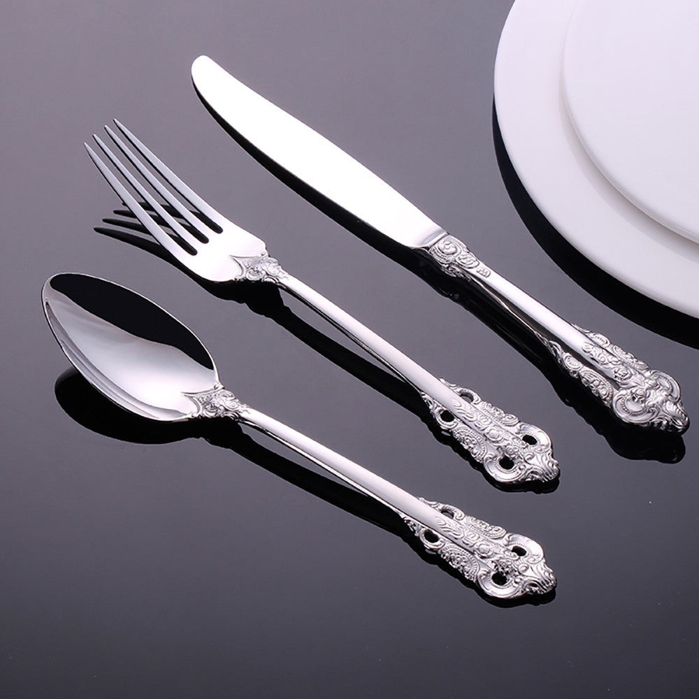 1 pçs conjunto de talheres de ouro luxo vintage ocidental talheres aço inoxidáve