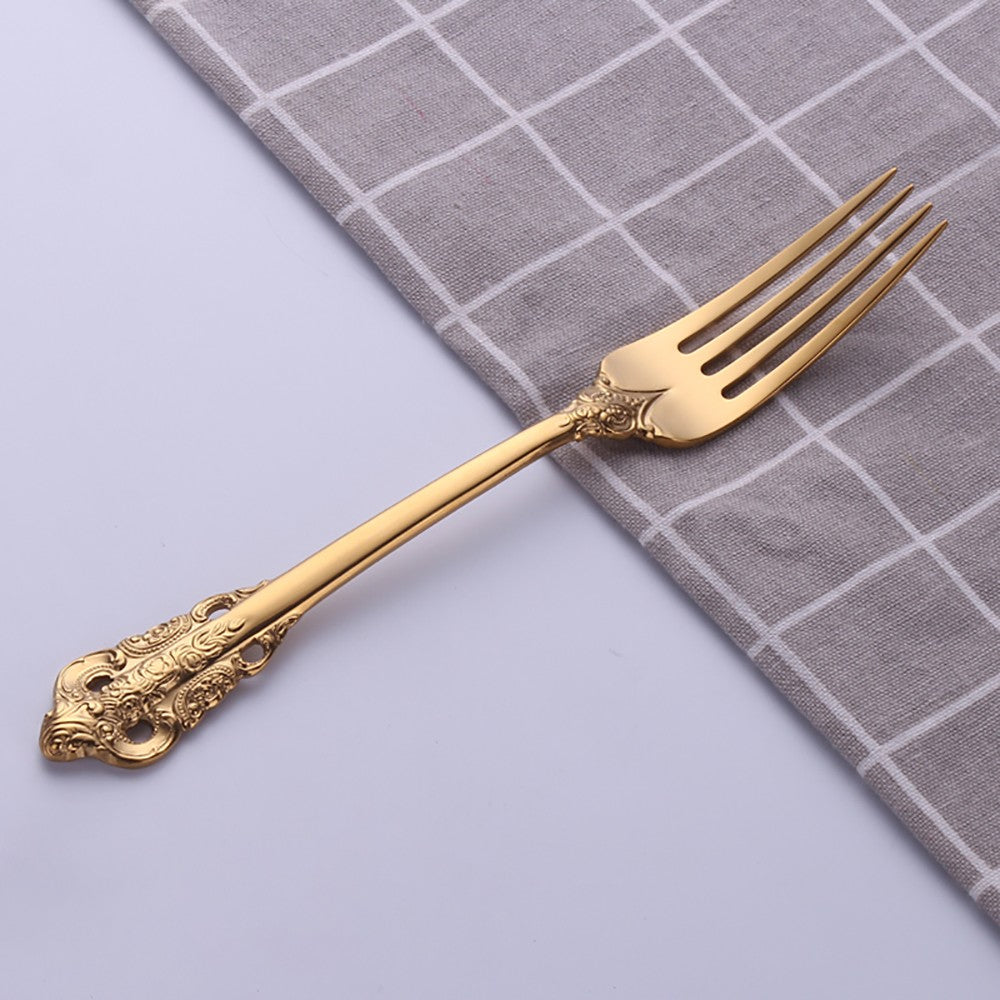 1 pçs conjunto de talheres de ouro luxo vintage ocidental talheres aço inoxidáve