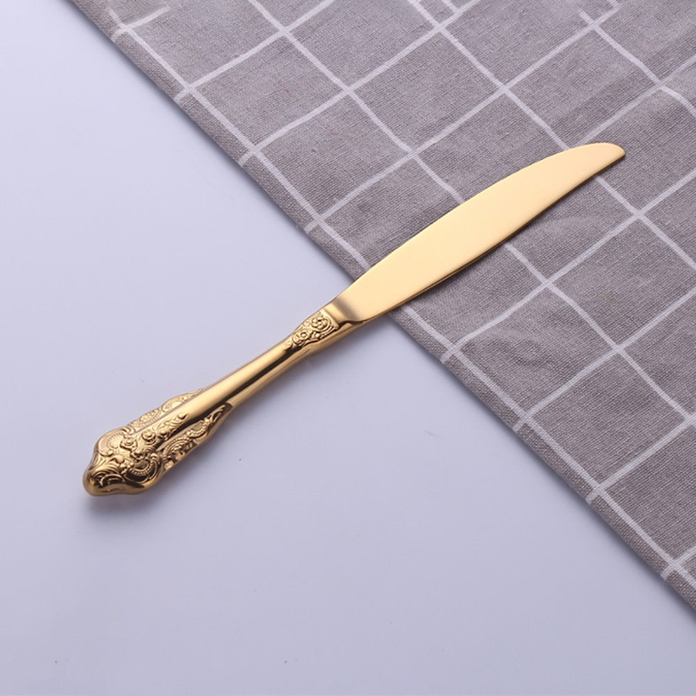 1 pçs conjunto de talheres de ouro luxo vintage ocidental talheres aço inoxidáve