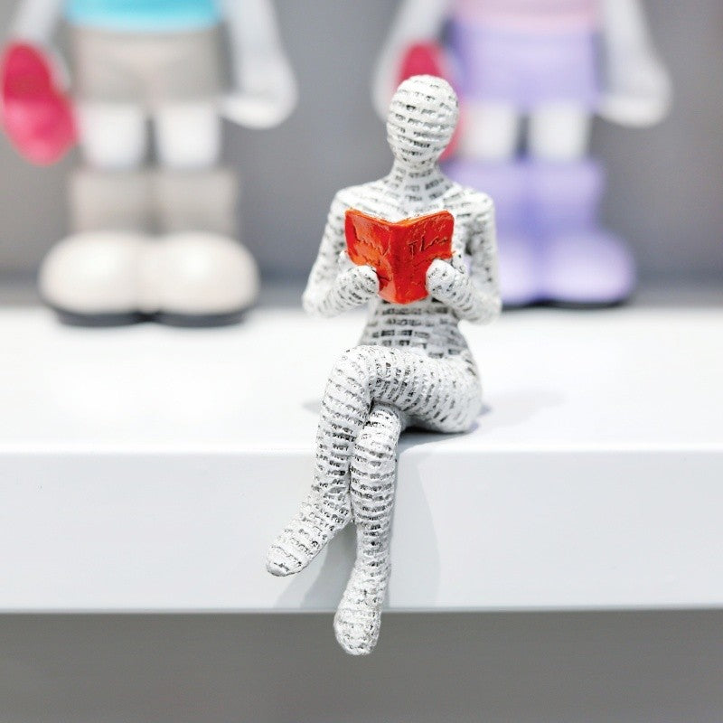1pc, polpa de papel de leitura mulher pensador estátua decoração, arte criativa
