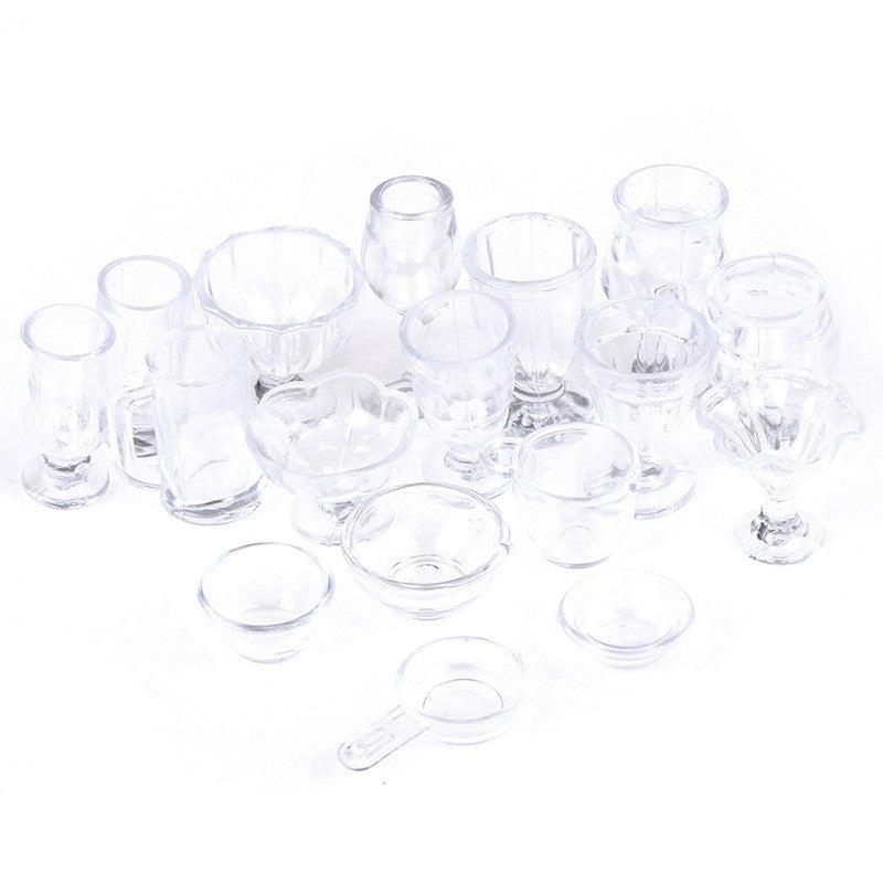 17 pçs/set mini utensílios de cozinha transparentes brinquedo copos prato talher