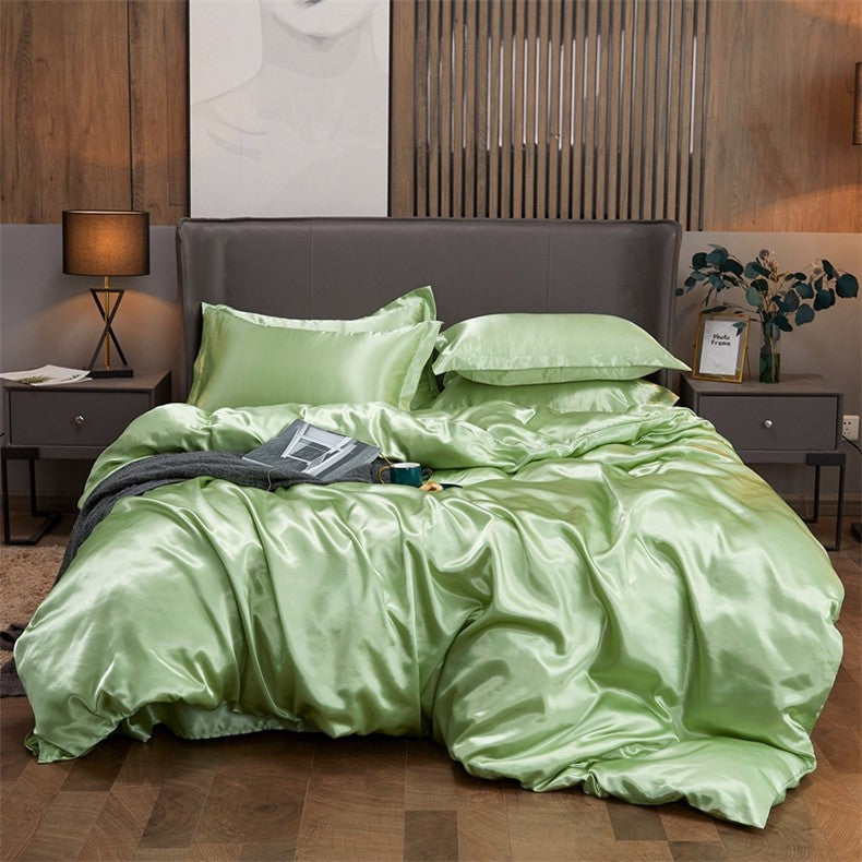Conjunto de cama cor sólida luxo kit cama rayon cetim conjunto capa edredão gême