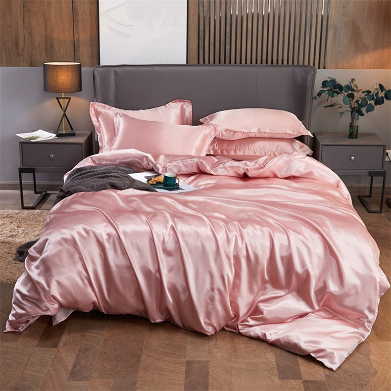 Conjunto de cama cor sólida luxo kit cama rayon cetim conjunto capa edredão gême