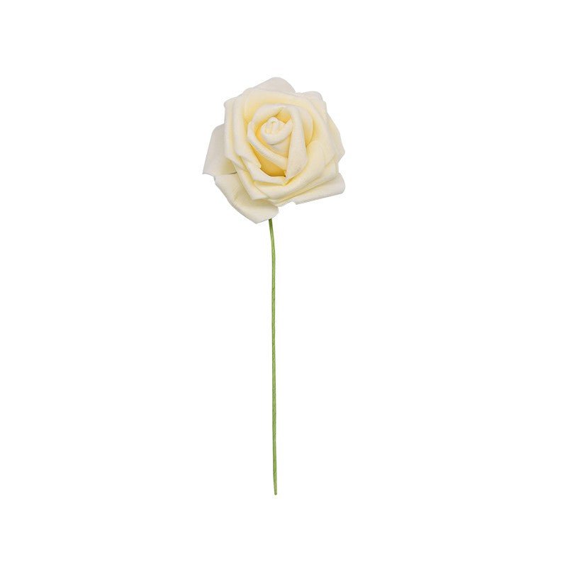 24 pçs 7cm branco rosa artificial pe espuma rosa flor decoração de casamento buq