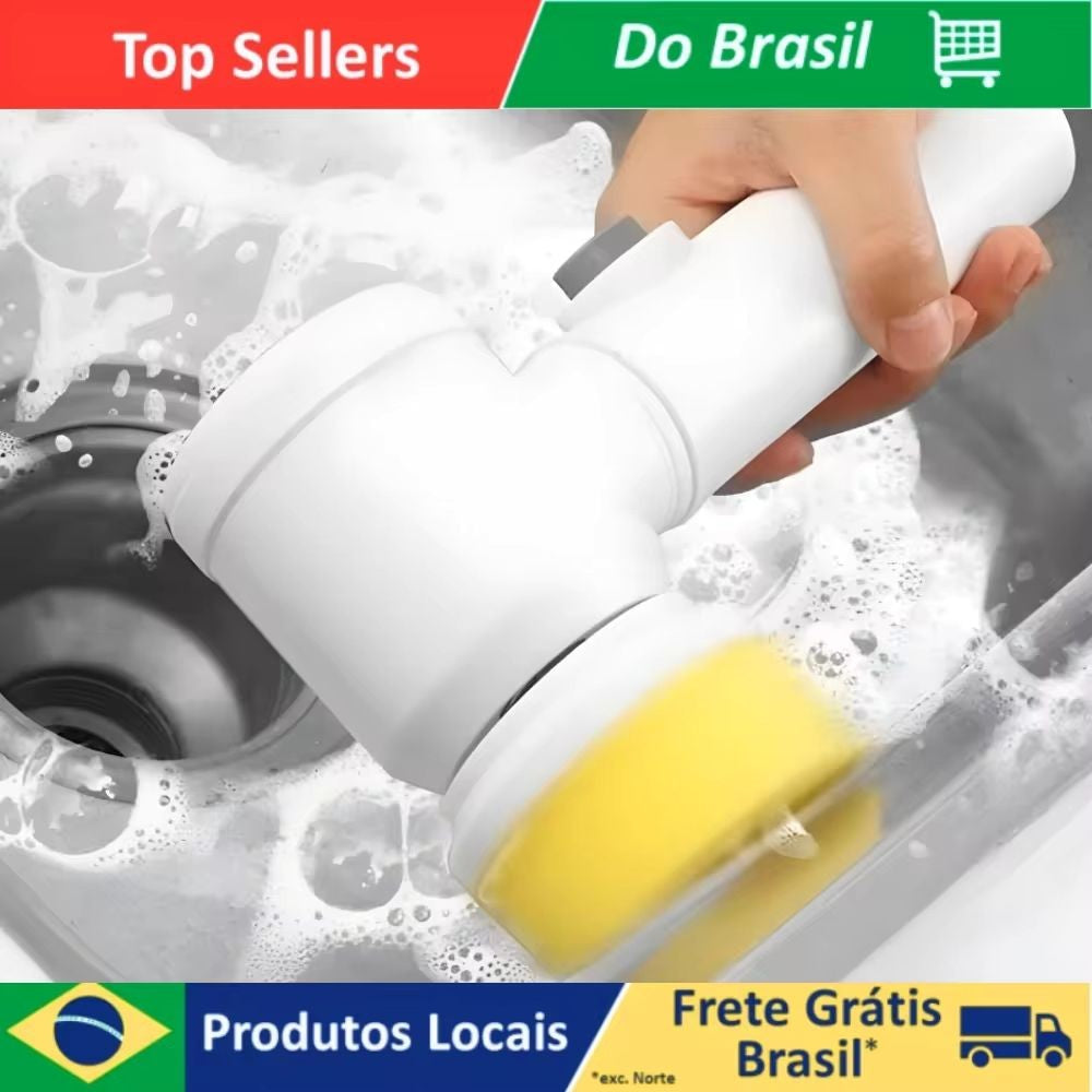 Escova Elétrica de Limpeza Sem Fio 5 em 1 Limpador Para Cozinha e Banheiro Multi