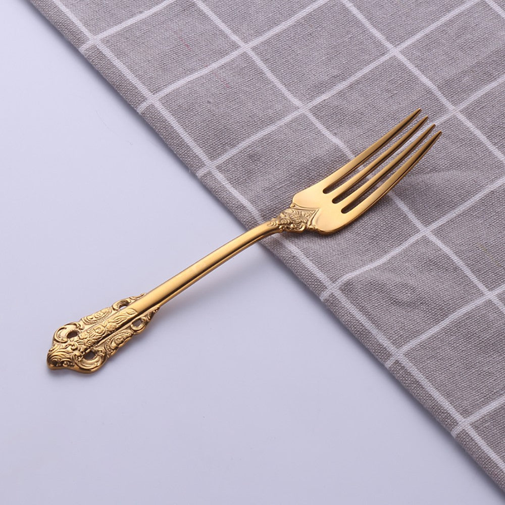 1 pçs conjunto de talheres de ouro luxo vintage ocidental talheres aço inoxidáve
