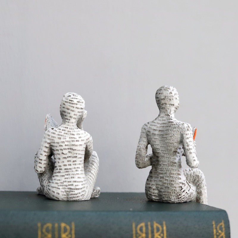 1pc, polpa de papel de leitura mulher pensador estátua decoração, arte criativa